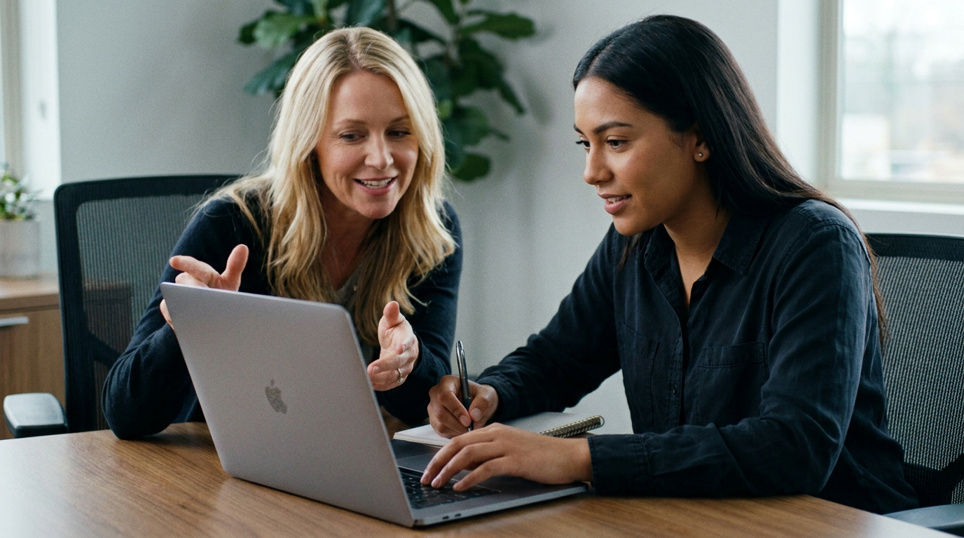 Career counselor helping with resume